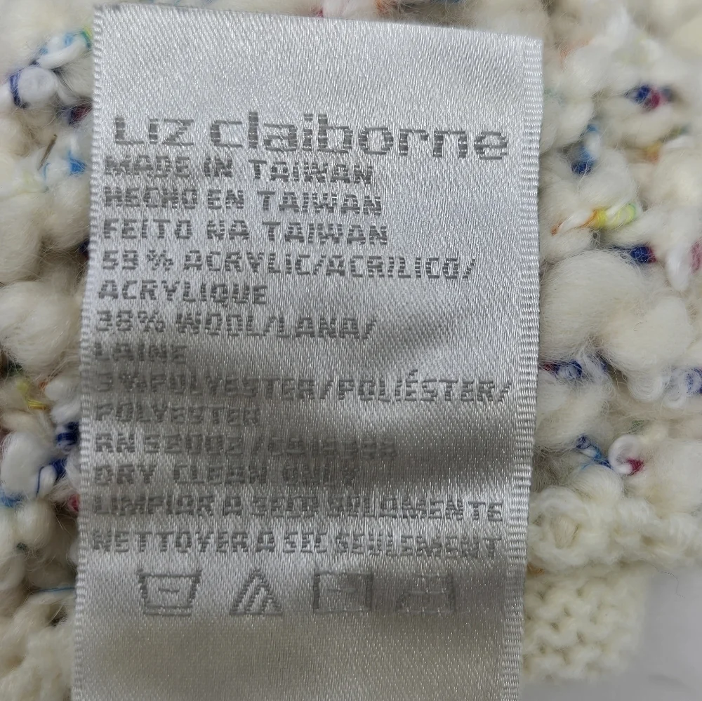 VINTAGE LIZ CLAIBORNE CREAM WOOL BLEND GLOVES BOULCE CONFETTI CUFFS WOMEN OS
